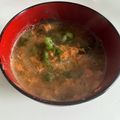 ゆかりりりー's cooksnap of when they made 美味玉ねぎ溶き卵のコチュジャン入り味噌汁.