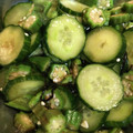 saki1010's cooksnap of when they made 新食感　オクラときゅうりの塩昆布和え　.