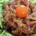 桔梗桜's cooksnap of when they made うまうま！鶏むねユッケ☆.