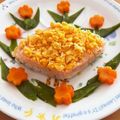 pink.lemonade's cooksnap of when they made 離乳食後期ひな祭り*菱餅型のちらし寿司風.