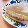 sarii☆☆'s cooksnap of when they made ベーコンエッグとキャベツのトーストサンド.