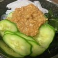 わんあみ's cooksnap of when they made こんにゃくときゅうりのゴマ酢味噌あえ.