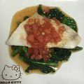きゅんらこ☆'s cooksnap of when they made かじきのほうれん草ソテートマトソース☆.