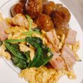 Mi〜o☆'s cooksnap of when they made 「ほうれん草ベーコン」スクランブルエッグ.