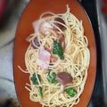 miyabi329's cooksnap of when they made 菜の花とベビー椎茸のペペロンチーノ.