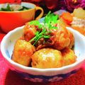✽チョコⅠＨ✽'s cooksnap of when they made 蒲鉾と牛蒡入り肉団子の梅黒酢あんかけ.