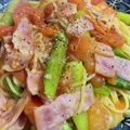 なっちゃラテ's cooksnap of when they made アスパラ＆ベーコンのトマトパスタ♪.