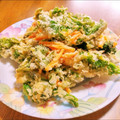 motomi♪'s cooksnap of when they made 春＊菜の花と人参のかき揚げ.