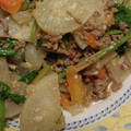もりしげ屋's cooksnap of when they made 大根とほうれん草の味噌炒め.