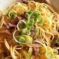 カネチャン's cooksnap of when they made ランチに♪玉葱と牛こまニンニク醤油パスタ.