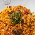 makkkkkky's cooksnap of when they made フライパンひとつで鯖ナポリタン.