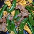くまちーこ's cooksnap of when they made スナップエンドウと豚肉のふわふわ玉子炒め.