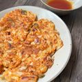⌘りなみちゃん⌘'s cooksnap of when they made もっちもちやで✨うどんの✨キムチちぢみ.