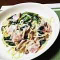 タイガーパンダ's cooksnap of when they made ほうれん草ベーコンしめじのクリームパスタ.
