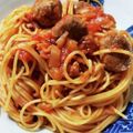 かにゃこてう's cooksnap of when they made 豚ひき肉の簡単ソーセージとトマトのパスタ.