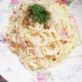 STimeBlues's cooksnap of when they made 賄いパスタ♪カルボナーラ風♡.