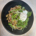 mozutoufu's cooksnap of when they made 牛肉と長ネギ、エリンギの和風パスタ.