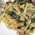 ポポポポポフィ〜♡'s cooksnap of when they made ほうれん草とベーコンの豆乳カルボナーラ.