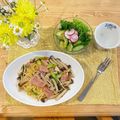 ⁂山暮らしわんこ⁂'s cooksnap of when they made アスパラとベーコンとしめじの和風パスタ.