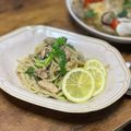 お料理勉強人's cooksnap of when they made 菜の花とサバ缶のガーリックレモンパスタ.