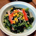 料理に目覚めた高校生's cooksnap of when they made ほうれん草とカニカマとコーンのマヨサラダ.
