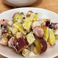 なーなちゃん's cooksnap of when they made 豆・さつまいも・ウインナーからしマヨ和え.