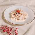柴犬のお顔☆'s cooksnap of when they made レンジ蒸し鶏の☆簡単明太子マヨネーズ和え.
