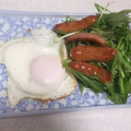 きらり流れ星's cooksnap of when they made 水菜ウィンナー丼！目玉焼きを乗せて！.