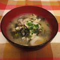 龍青空ママ's cooksnap of when they made わかめと竹輪のかき玉味噌汁.