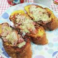 在宅勤務のおじさん's cooksnap of when they made カルボ風♪バケットでフレンチトースト.