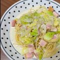 RIEKERO's cooksnap of when they made 簡単★キャベツとベーコンのクリームパスタ.