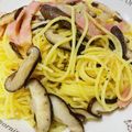 ヨコ巻きおにぎり's cooksnap of when they made しいたけとベーコンのバターしょうゆパスタ.