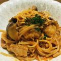 陸ケミ's cooksnap of when they made 【簡単サバ缶レシピ】なすとしめじのパスタ.