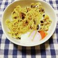 ﾁｲﾁｬﾝﾏﾏ's cooksnap of when they made なーんにも無いときの釜玉パスタ.