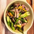 健康オタクママ's cooksnap of when they made きのことアスパラベーコンのバター醤油炒め.