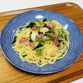Asato★'s cooksnap of when they made 柚子胡椒香る！小松菜ベーコンの和風パスタ.
