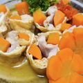 えり｡˚✩'s cooksnap of when they made 鶏モモ肉の油揚げロール煮.