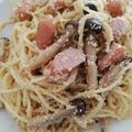 サビエルっ子's cooksnap of when they made 濃厚♪きのことベーコンの和風たらこパスタ.