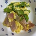 クックZFP56I☆'s cooksnap of when they made スナップエンドウ、ベーコンの卵チーズ炒め.