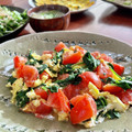 Superlittleboo's cooksnap of when they made トマトとほうれん草の中華炒め.