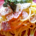 ❤️かわだん❤️'s cooksnap of when they made ■菜の花とベーコンのクリームパスタ■.