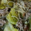 かりんと2's cooksnap of when they made レンジで簡単！キャベツともやしを梅豚肉で.
