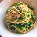 クックANCH35☆'s cooksnap of when they made 春菊とベーコンのガーリックパスタ.