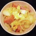 とっとっ豚's cooksnap of when they made 厚切りベーコン＆玉ねぎ＆卵の炒め物.