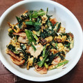 G_Yossan's cooksnap of when they made ほうれん草とベーコンのふっくら卵炒め.