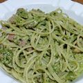 cyobindish's cooksnap of when they made ベーコンのクリームジェノベーゼパスタ.
