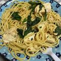 まーこ◡̈'s cooksnap of when they made 鶏肉とほうれん草のスタミナパスタ.