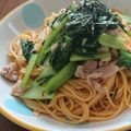 まおにゃん426's cooksnap of when they made 豚肉と小松菜の和風バター醤油パスタ.