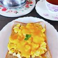 ♡sayulily♡'s cooksnap of when they made 斬新！茹で卵とチーズのトースト.