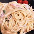 takeきのこ's cooksnap of when they made 簡単ベーコンレタスの生クリームパスタ.